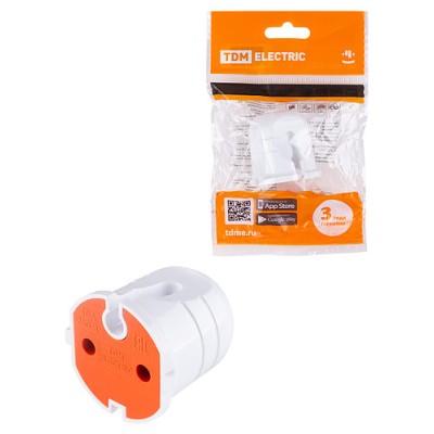 Кабельная розетка б/з белая с красной вставкой 10А 250B белая TDM Кабельная розетка б/з белая с красной вставкой 10А 250B белая TDM