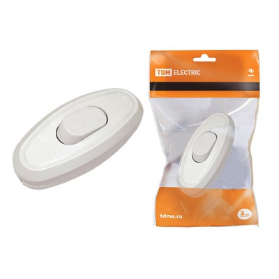 Выключатель на шнур 6А 250В белый TDM Выключатель на шнур 6А 250В белый TDM