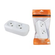 Колодка розеточная 2 гнезда 2П б/з 10А 250В белая TDM