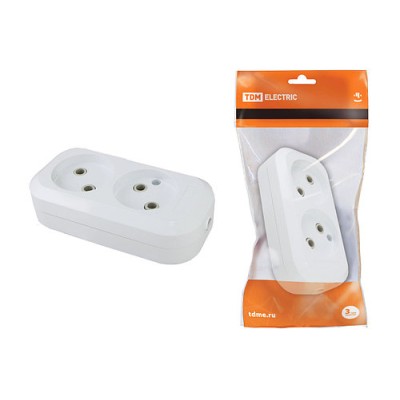 Колодка розеточная 2 гнезда 2П б/з 10А 250В белая TDM Колодка розеточная 2 гнезда 2П б/з 10А 250В белая TDM