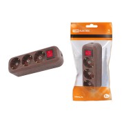 Колодка розеточная 3 гнезда 2П+3 с выключателем16А 250В "Эко" (бук) TDM