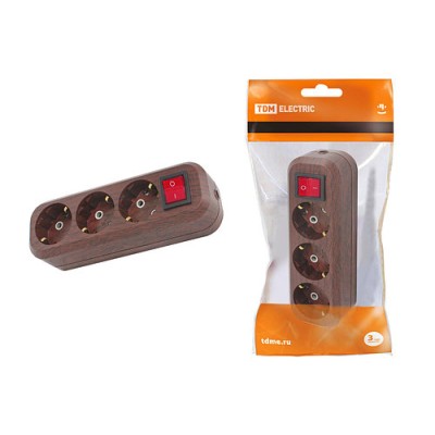 Колодка розеточная 3 гнезда 2П+3 с выключателем16А 250В "Эко" (бук) TDM Колодка розеточная 3 гнезда 2П+3 с выключателем16А 250В "Эко" (бук) TDM