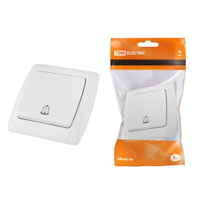 Кнопка звонковая 6А белая "Онега" TDM Кнопка звонковая 6А белая "Онега" TDM