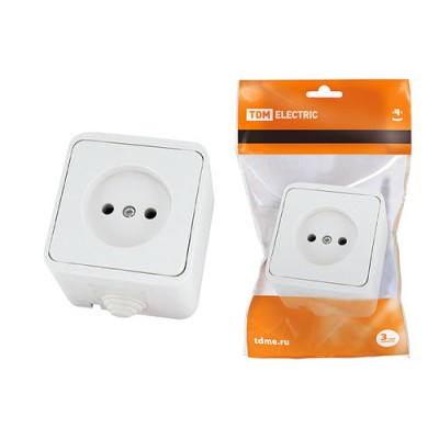 Розетка 2П OУ IP44 10А белая "Орель" TDM Розетка 2П OУ IP44 10А белая "Орель" TDM