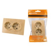 Розетка двойная 2П+З 16А 250В "ЭКО" (сосна) "Таймыр" TDM