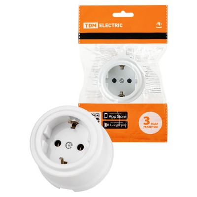 Розетка 2П+З 16А 250В белая «Виви» TDM Розетка 2П+З 16А 250В белая «Виви» TDM
