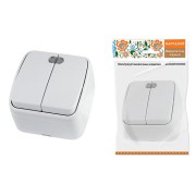 Выключатель 2-кл. открытой установки с подсветкой IP20 10А, белый "Дача" Народная