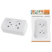 Розетка двойная 2П открытой установки IP20 10А, белая "Дача" Народная