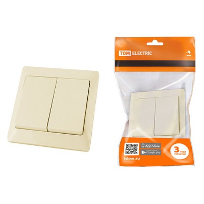 Выключатель 2 кл. 10А сл. кость "Ильмень" TDM Выключатель 2 кл. 10А сл. кость "Ильмень" TDM