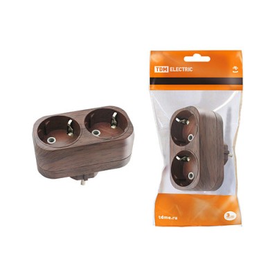 Блок на 2 гнезда 2П+З плоский 16А 250B "Эко" (бук) TDM Блок на 2 гнезда 2П+З плоский 16А 250B "Эко" (бук) TDM