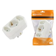 Блок на 3 гнезда: 1x2П+3 16 А + 2х2П 2,5 А под плоскую вилку 250 B белый TDM