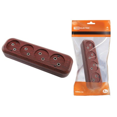 Колодка розеточная 4 гнезда 2П б/з 10А 250В "Эко" (бук) TDM Колодка розеточная 4 гнезда 2П б/з 10А 250В "Эко" (бук) TDM