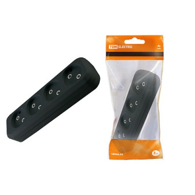 Колодка розеточная 4 гнезда 2П б/з 10А 250В черная TDM Колодка розеточная 4 гнезда 2П б/з 10А 250В черная TDM