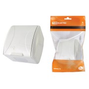 Розетка 2П+З открытой установки IP54 16А с крышкой белая "Селигер" TDM