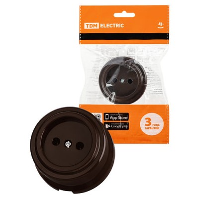 Розетка 2П 10А 250В коричневая «Виви» TDM Розетка 2П 10А 250В коричневая «Виви» TDM