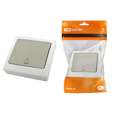 Кнопка звонковая скрытой установки IP54 6A серая "Вуокса" TDM Кнопка звонковая скрытой установки IP54 6A серая "Вуокса" TDM
