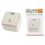 Переключатель на 2 направления 1-кл. открытой устан с подсветкой IP20 10А, сл. кость "Дача" Народная