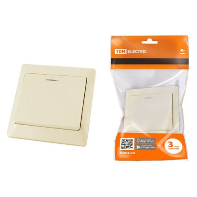 Выключатель 1 кл. с подсветкой 10А сл. кость "Ильмень" TDM Выключатель 1 кл. с подсветкой 10А сл. кость "Ильмень" TDM