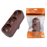 Блок на 3 гнезда 2П б/з плоский 6А 250B "Эко" (бук) TDM