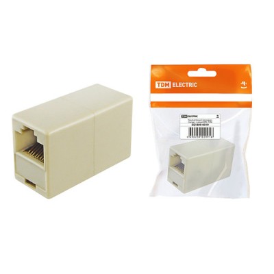 Компьютерный проходник (гнездо-гнездо) 8P8C, инд. упаковка TDM Компьютерный проходник (гнездо-гнездо) 8P8C, инд. упаковка TDM