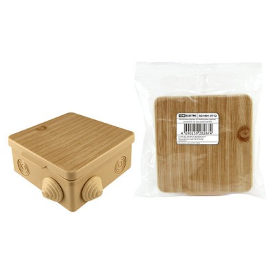 Распаячная коробка ОП 80х80х50мм, крышка, "ЭКО" (сосна), IP54, 7вх. инд. штрихкод TDM Распаячная коробка ОП 80х80х50мм, крышка, "ЭКО" (сосна), IP54, 7вх. инд. штрихкод TDM