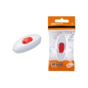 Выключатель на шнур 6А 250В белый с красной кнопкой TDM