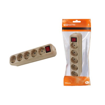 Колодка розеточная 5 гнезд 2П+3 с выключателем16А 250В "Эко" (сосна) TDM Колодка розеточная 5 гнезд 2П+3 с выключателем16А 250В "Эко" (сосна) TDM