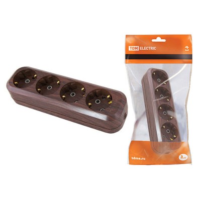 Колодка розеточная 4 гнезда 2П+3 16А 250В "Эко" (бук) TDM Колодка розеточная 4 гнезда 2П+3 16А 250В "Эко" (бук) TDM