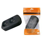 Колодка розеточная 2 гнезда 2П б/з 10А 250В черная TDM