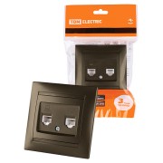 Розетка телефонная RJ11 + компьютерная RJ45 бронза "Лама" TDM