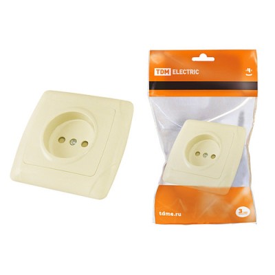 Розетка 2П 10А 250В с защ. шт. сл. кость "Онега" TDM Розетка 2П 10А 250В с защ. шт. сл. кость "Онега" TDM