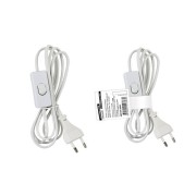 Шнур с выключателем и плоской вилкой "Народный" ШВВП 2х0,5мм2 2м. белый