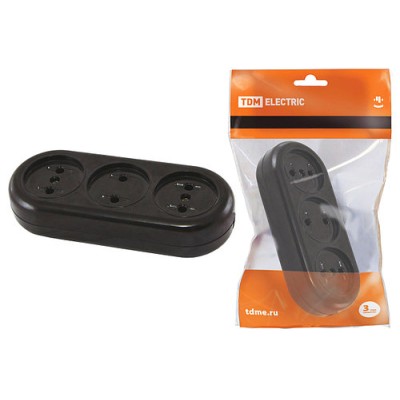 Розеточная колодка 3 гнезда 2П 16А макс. "Ретро" 250B (карболит) TDM Розеточная колодка 3 гнезда 2П 16А макс. "Ретро" 250B (карболит) TDM