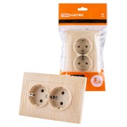 Розетка двойная 2П+З 16А 250В сосна "Лама" TDM