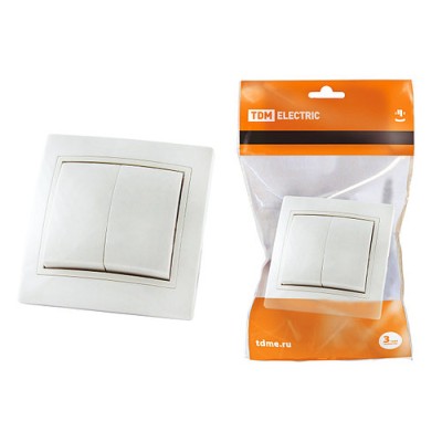 Выключатель 2 кл. 10А белый "Таймыр" TDM Выключатель 2 кл. 10А белый "Таймыр" TDM