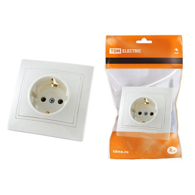 Розетка 2П+З 16А 250В белая "Таймыр" TDM Розетка 2П+З 16А 250В белая "Таймыр" TDM