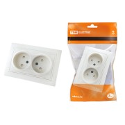 Розетка двойная 2П с защ. шт. 10А 250В белая "Таймыр" TDM