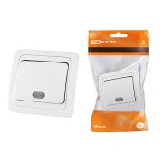 Выключатель 1-кл. с подсветкой 10А белый "Валдай" TDM