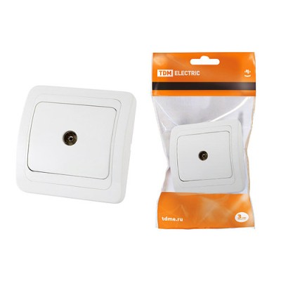 Розетка TV простая (0-2400 Гц, "мама") белая "Валдай" TDM Розетка TV простая (0-2400 Гц, "мама") белая "Валдай" TDM
