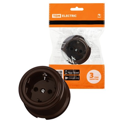 Розетка 2П+З 16А 250В коричневая «Виви» TDM Розетка 2П+З 16А 250В коричневая «Виви» TDM