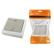 Кнопка звонковая с подсветкой скрытой установки IP54 6A серая "Вуокса" TDM