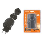 Тревел-адаптер 100-250В 2,5A (5 в 1) c USB-зарядкой 1000мА черный TDM