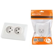 Розетка двойная 2П 10А 250В белая "Ильмень" TDM