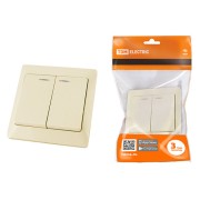 Выключатель 2 кл. с подсветкой 10А сл. кость "Ильмень" TDM