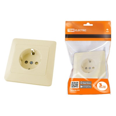 Розетка 2П+З с защ. шт. 16А 250В сл. кость "Ильмень" TDM Розетка 2П+З с защ. шт. 16А 250В сл. кость "Ильмень" TDM