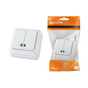 Выключатель 2-кл. открытой установки с подсветкой IP20 10А, белый "Ладога" TDM