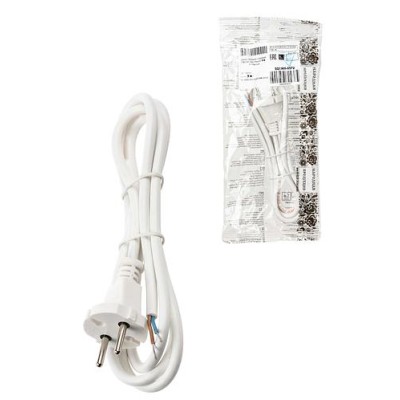 Шнур сетевой с вилкой ПВС-ВП 2x0,75мм2 3м б/з белый Народный Шнур сетевой с вилкой ПВС-ВП 2x0,75мм2 3м б/з белый Народный