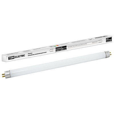 Лампа люминесцентная линейная двухцокольная ЛЛ-16/8 Вт, T5/G5, 6500 К, длина 302,5мм TDM Лампа люминесцентная линейная двухцокольная ЛЛ-16/8 Вт, T5/G5, 6500 К, длина 302,5мм TDM