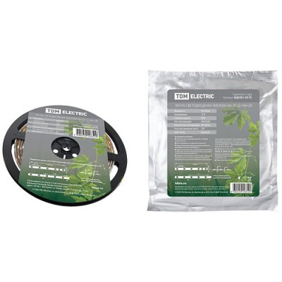 Лента светодиодная SMD5050-60-20-12-144-GR 60LED/м, IP20, 12В, 14,4Вт, зеленый, (У) TDM Лента светодиодная SMD5050-60-20-12-144-GR 60LED/м, IP20, 12В, 14,4Вт, зеленый, (У) TDM