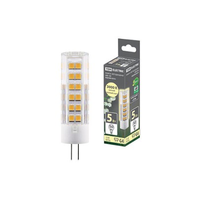 Лампа светодиодная G4-5 Вт-AC/DC 12 В-3000 К, SMD, 16x57 мм TDM Лампа светодиодная G4-5 Вт-AC/DC 12 В-3000 К, SMD, 16x57 мм TDM